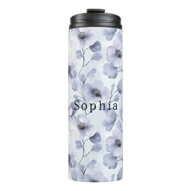 Pink Silver Glam Abstract Circles  Thermal Tumbler (Front)