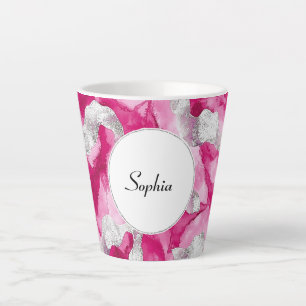 Pink Silver Glam Abstract   Latte Mug