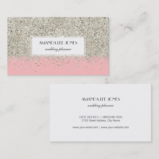 Pink & Silver Glitter Business Card (Front/Back)