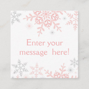 Pink & Silver Glitter Snowflake Baby Shower Tag