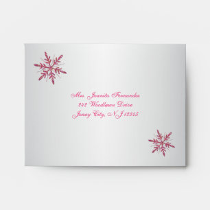 Pink, Silver Glitter Snowflakes A2 for RSVP Card Envelope