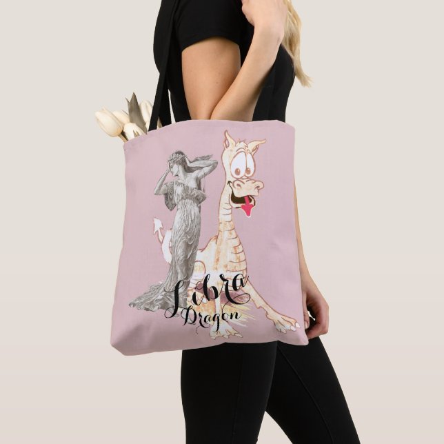 Pink Silver Libra Dragon  Astrology Zodiac  | Tote Bag (Close Up)