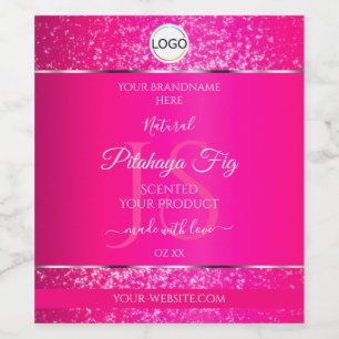 Pink Silver Logo Initials Glitter Product Labels