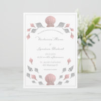 Pink Silver Metallic Seashells Beach Wedding