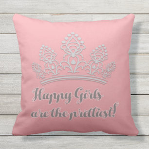 Pink Silver Pageant Tiara Happy Girls Prettiest Outdoor Cushion