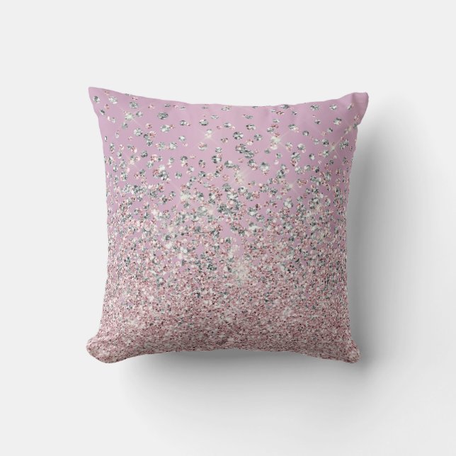 Pink Silver Pretty Sparkle MoJo Pillow (Front)