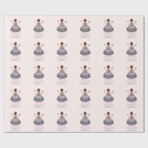 Pink silver princess gown Fairytale birthday party Wrapping Paper