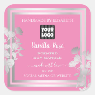 Pink Silver Product Packaging Labels Custom Logo