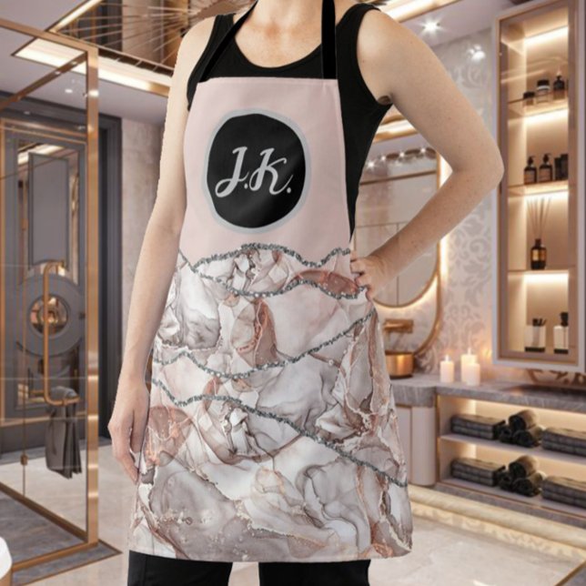 Pink Silver Professional Marble Agate Glam  Apron (Creator Uploaded)