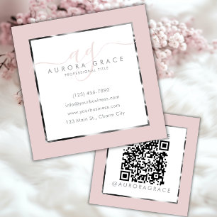Pink & Silver Professional Prestige Square Business Card