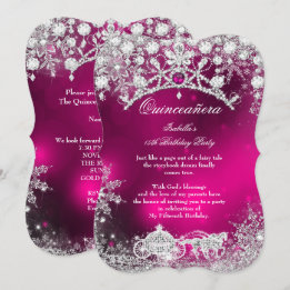Pink silver Quinceanera 15th Winter Wonderland Invitation