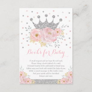 Pink Silver Royal Crown Princess Books for Baby Enclosure Card