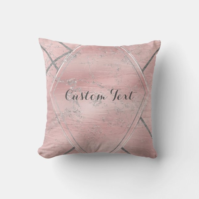 Pink & Silver Satin Sparkle Glam Designer Style Cushion (Front)