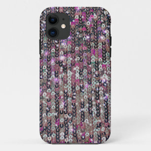 Pink silver sequins   sparkle pattern    iPhone 11 case