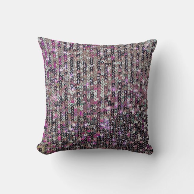 Pink silver sequins | sparkle pattern    cushion (Front)