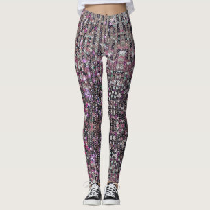 Pink silver sequins   sparkle pattern   leggings