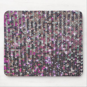 Pink silver sequins sparkle pattern mouse pad