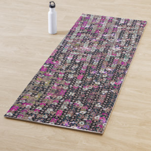 Pink silver sequins sparkle pattern yoga mat