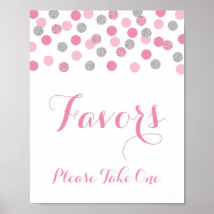 Pink & Silver Shower Favours Please Take One Sign