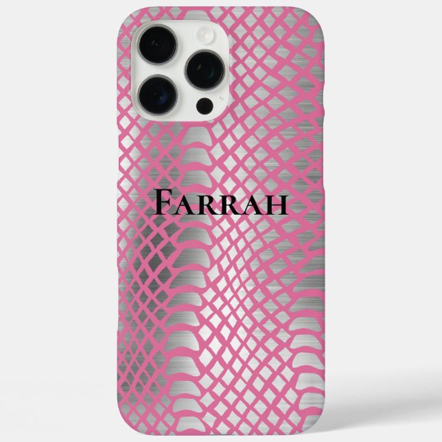 Pink Silver Snake Print Case-Mate iPhone Case (Back)