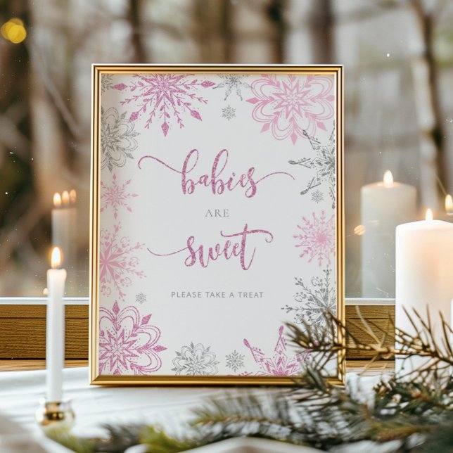Pink silver snowflakes Babies are sweet Poster (Creator Uploaded)