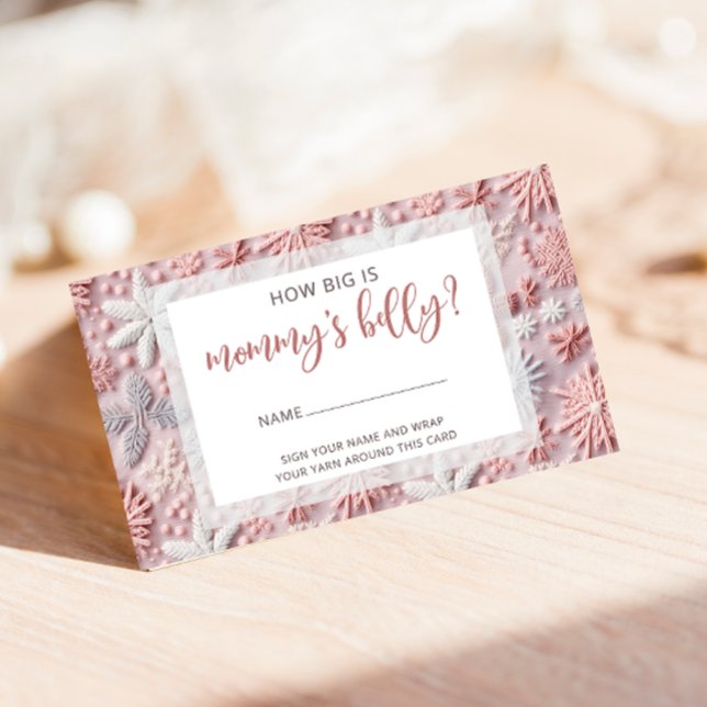 Pink Silver Snowflakes How Big is Mummy's Belly Enclosure Card (Creator Uploaded)