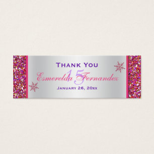 Pink, Silver Snowflakes Quinceanera Favour Tag