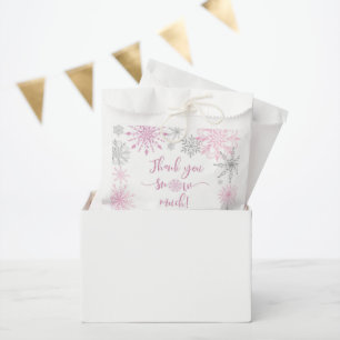 Pink silver snowflakes Thank you snow much Favour Bag