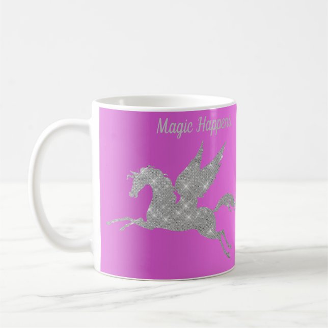 PINK SILVER SPARKLE UNICORN MUG (Left)