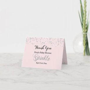 Pink Silver Sprinkle Baby Shower Thank You Card