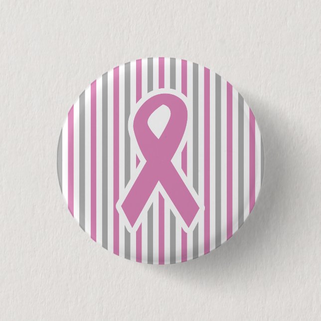 Pink & Silver Stripes custom button (Front)