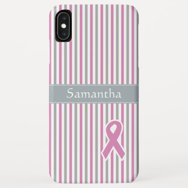 Pink & Silver Stripes custom monogram cases (Back)