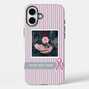 Pink & Silver Stripes custom photo & text cases