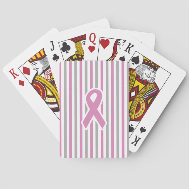 Pink & Silver Stripes custom playing cards (Back)