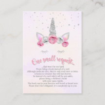 Pink Silver Unicorn Face Bring a Book Card