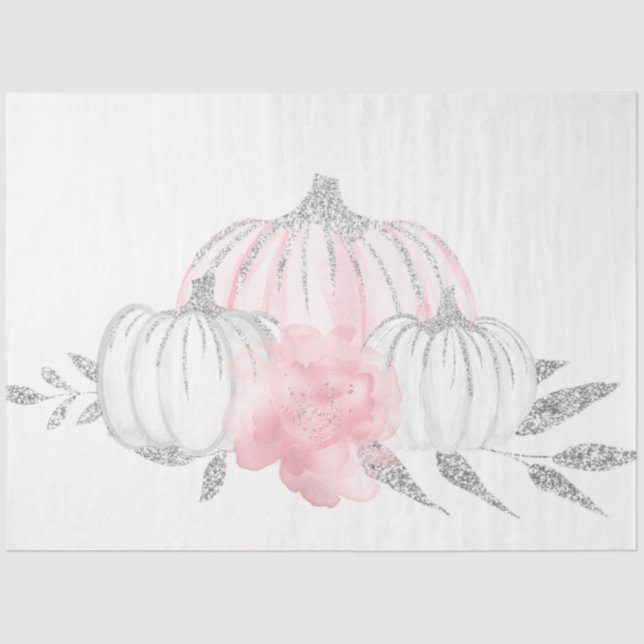 Pink & Silver Watercolor Pumpkin Series Design 12 Tissue Paper (Front)