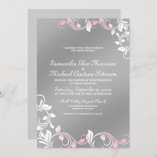 Pink Silver Wedding Invitation