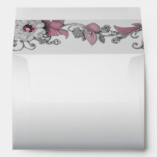 Pink Silver White Floral Envelope