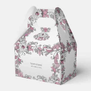 Pink Silver White Floral Favour Box
