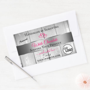 Pink Silver White Wood Grain Product Labels Logo