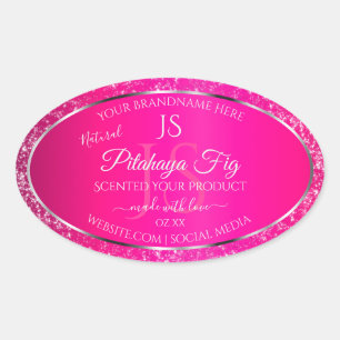 Pink Silver with Glitter Initials Product Labels
