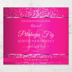 Pink Silver with Glitter Initials Product Labels