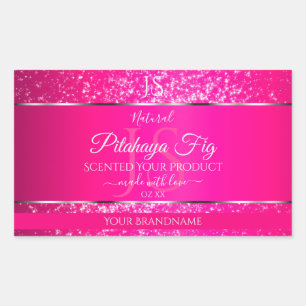 Pink Silver with Glitter Initials Product Labels