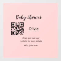 Pink simple baby shower q r code add name text thr