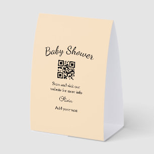 Pink simple baby shower q r code add name text thr