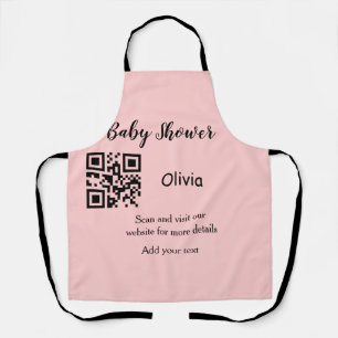 Pink simple baby shower q r code add name text thr apron