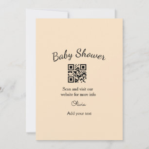 Pink simple baby shower q r code add name text thr invitation
