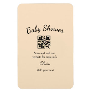 Pink simple baby shower q r code add name text thr magnet
