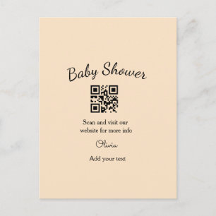 Pink simple baby shower q r code add name text thr postcard