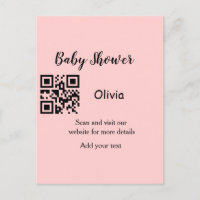 Pink simple baby shower q r code add name text thr